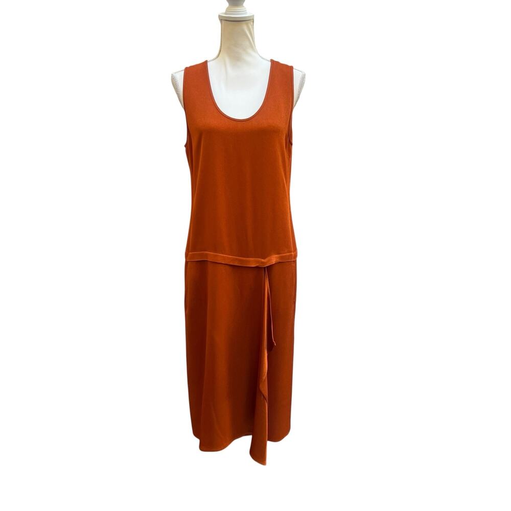 Maria + Cornejo Rust Orange Sleeveless Midi Dress Layered Hem Size 8